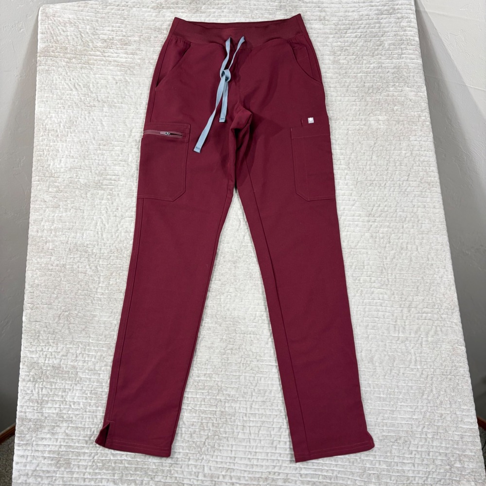 Figs Technical Collection XS Tall Burgundy Maroon Scrub Pants Drawstring Cargo